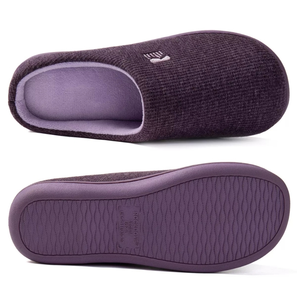 Women's RockDove Two-Tone Memory Foam Slipper, Size 11-12, Eggplant NWT - Picture 3 of 4